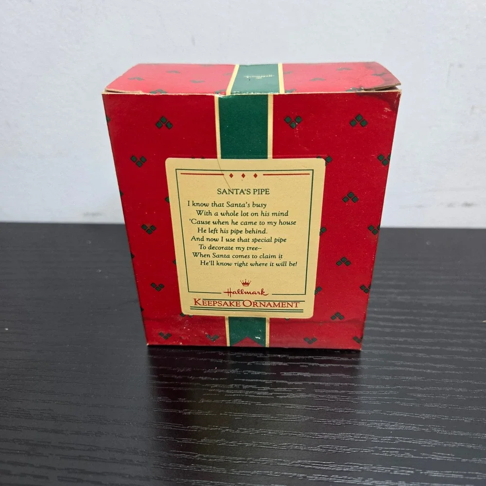 Vintage 1985 Hallmark Keepsake Ornament Santa's Pipe Handcrafted Christmas Box